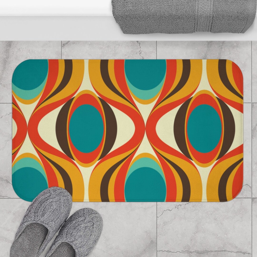 1970's Funky Retro Mid Modern Boho Colorful Bold Bath Mat - Etsy