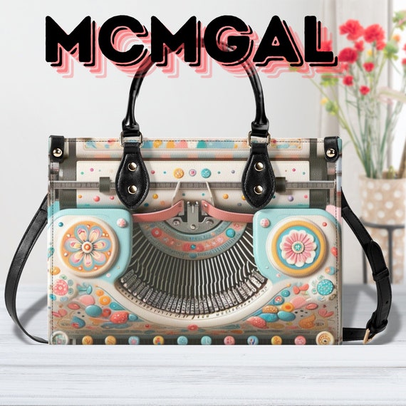 Retro Typewriter Mid Mod Kitschy Style Hand Bag shoulder Bag Combo Pink Aqua Blue Etsy Canada