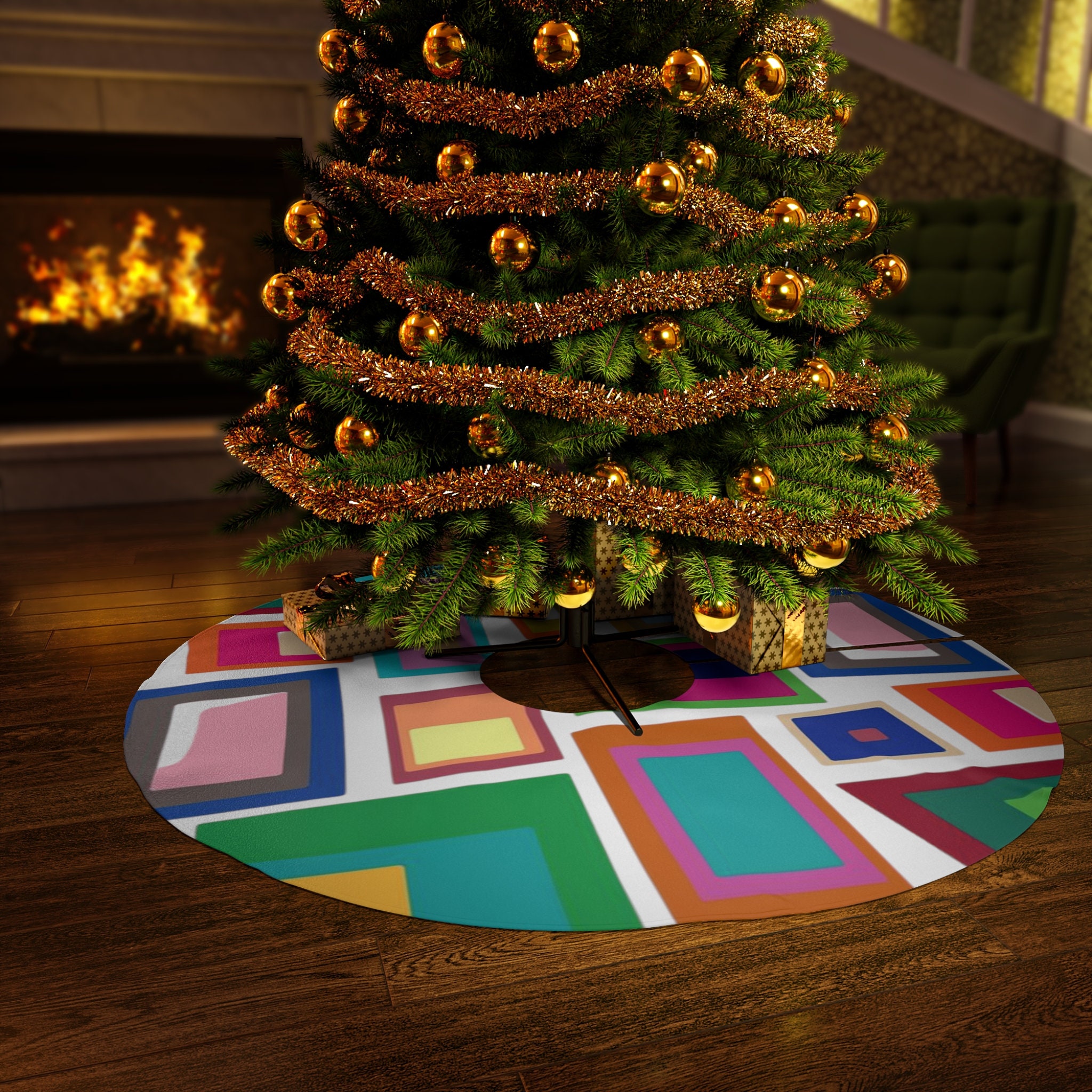 Mid Century Modern Christmas Tree Skirt 