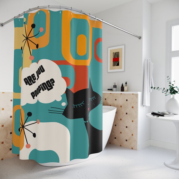 Are You Pooping Cat Shower Curtain Etsy