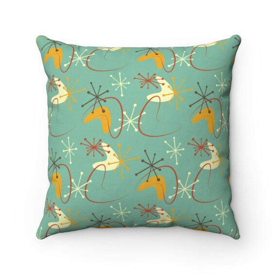 Mid Century Modern Pillows Atomic Boomerang Mint Green Retro 50 s 60s Groovy Funky Hipster Spun Polyester Square Pillow Etsy UK