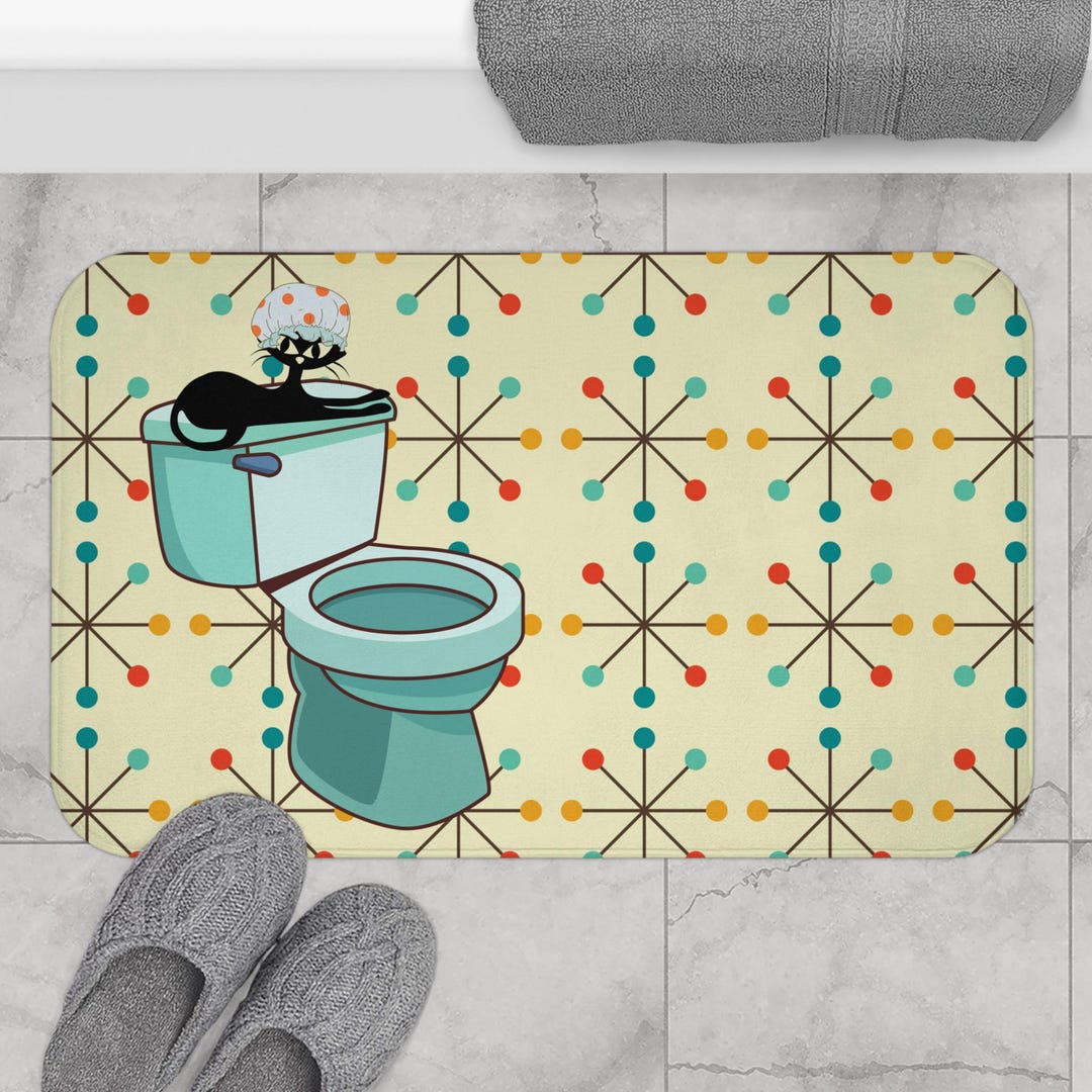 Whimsical Toilet Bath Mat Fun Bathroom Decor Quirky Gift for Home Kids ...