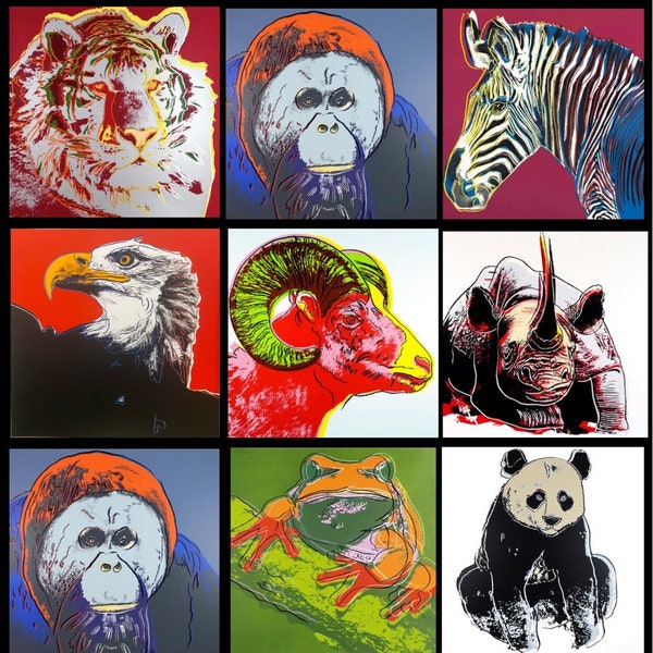 Andy WARHOL- 10 Endangered Species - SILKSCREEN Proofs- 38" x 38" -Beautiful Suite- Unsigned. Excellent condition. Shipped on Plywood.