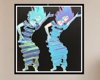 ANDY WARHOL 'Martha Graham'-zeefdruk (blauw, 36 x 36 inch)