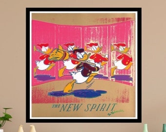 Full sized  Andy Warhol Donald Duck Silkscreen: Large 38x38 Iconic Pop Art Ads Suite Screenprint on Museum Board