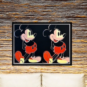 Haz una oferta - Andy WARHOL - "DOUBLE MICKEY" - Tamaño completo - Serigrafía de prueba en negro - Diámetro exterior - Sin firmar - Cartón de museo. Envío plano. Preciosa.