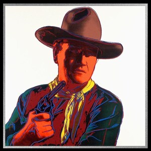 Andy WARHOL "JOHN WAYNE" a grandezza naturale - Serigrafia - Serie Cowboys Indians - Cartello museale - Spedizione fissa - Miglior qualità e prezzo.