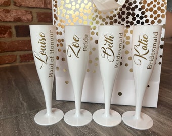 Personalised Plastic Champagne Flutes, Hot Tub Flutes, Hen Party Glasses, Birthday Prosecco Flutes, Personalised Glasses, Garden Party