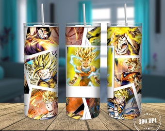 Anime Manga 20oz Skinny Tumbler Sublimation Designs, Cartoon Movies for Straight/Tapered Tumbler PNG, Cartoon Characters Tumbler Wrap PNG