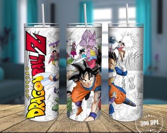 Anime Manga 20oz Skinny Tumbler Sublimation Designs, Cartoon Movies for Straight/Tapered Tumbler PNG, Cartoon Characters Tumbler Wrap PNG