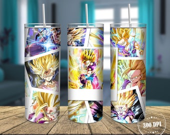 Anime Manga 20oz Skinny Tumbler Sublimation Designs, Cartoon Movies for Straight/Tapered Tumbler PNG, Cartoon Characters Tumbler Wrap PNG