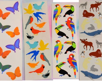 PICK ONE! Mrs. Grossman’s garden garden birds robin jay cardinal wren stickers, pearly butterflies, parrot macaw, arctic cold winter animals