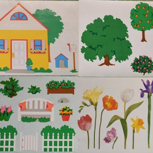 PICK ONE! Mrs. Grossman’s Home House yard trees garden flowers Stickers - Vintage 1990s Mrs Grossman Paper Company : Stickers by the Yard
