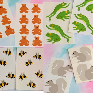 PICK ONE! Mrs. Grossman’s small brown bear green frog grey squirrel honey bees forest zoo animal stickers Vintage 1990s Stickers by the Yard