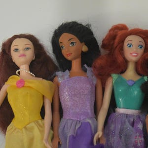 6 Disney Barbie doll assorted lot with play dolls Frozen, Ariel, Moana image 2