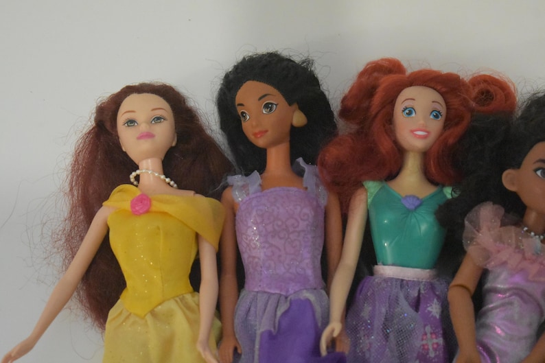 6 Disney Barbie doll assorted lot with play dolls Frozen, Ariel, Moana image 2