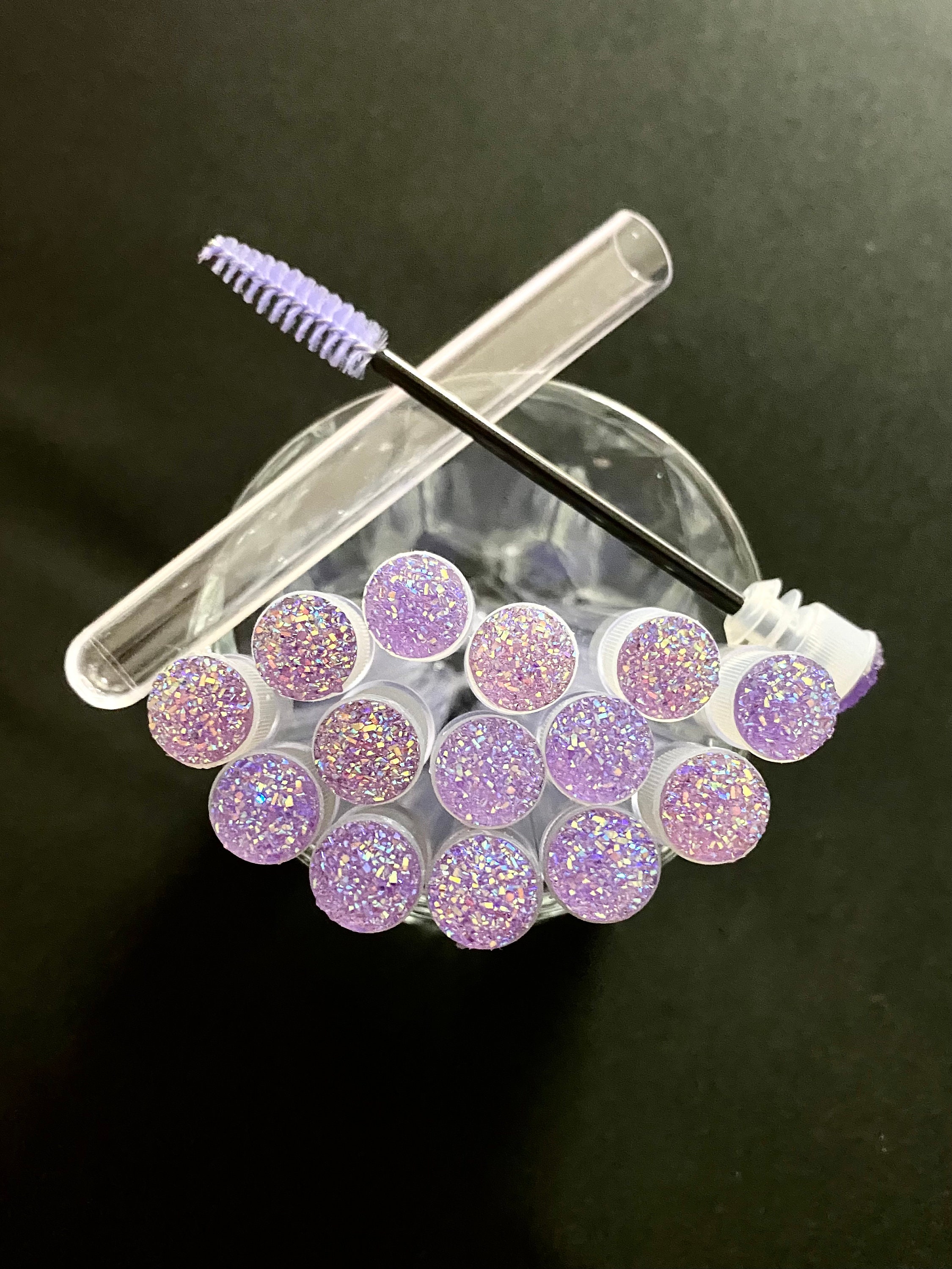 Holographic Lavender Lash Extension Spoolie / Brow Brush Lash Wand Tube