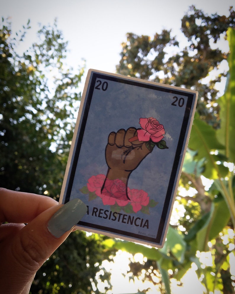 Abolish ICE La Resistencia Sticker Loteria Resistance
