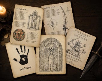 Dark Brotherhood Inspired Scroll Prints 5pc: Weathered Fan Art Scroll Fanart
