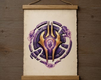 Draenei Crest Wall Scroll: Warcraft Alliance Inspired Fanart Parchment Print