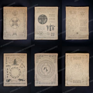 Alte Lothal Schriftrollen, 6er-Set - Übersetzbare schwere Baumwoll-Pergamentdrucke, Ahsoka, Thortis, Star Wars inspirierte Kunst, Originaldesign