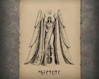 Daedric Wall Art, MERIDIA, TES Inspired Fanart Parchment Print