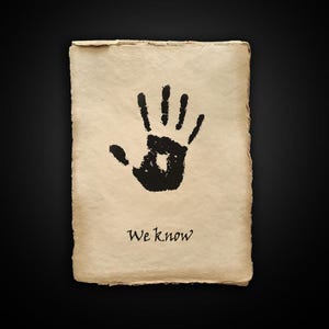 "We KNOW Schriftrolle - ""The Elder Spirals Prop Replica"" - Skyrim Oblivion Fan Kunstdruck - Dark Brotherhood Note - Weathered Pergament Brief Poster"