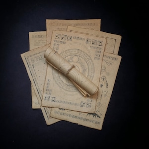Ancient Lothal Scrolls, Set of 6 - Translatable Heavyweight Cotton Parchment Prints, Ahsoka, Mortis, Star Wars Inspired Art, Original Design