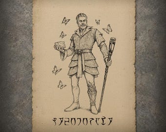 Daedric Wall Art, SHEOGORATH, TES Inspired Fanart Parchment Print