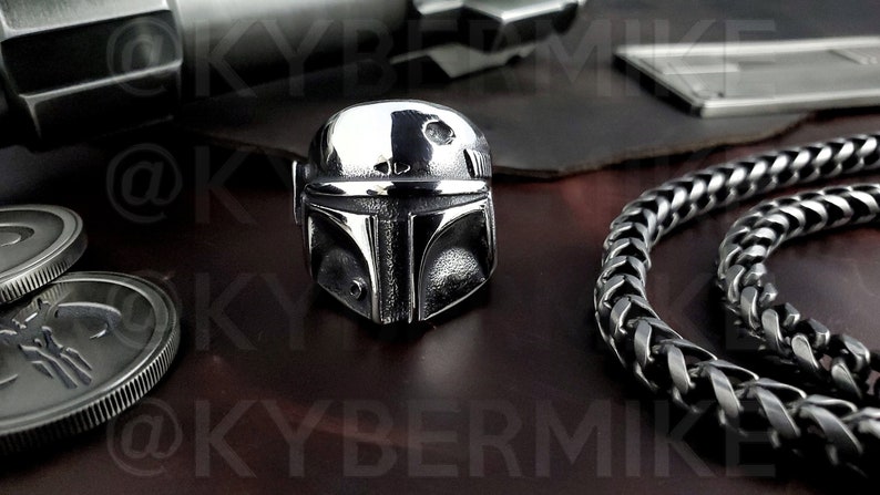 Mandalorian - Boba Fett - Stainless Steel Ring - Star Wars Inspired Jedi Sith Cosplay Prop Replica  Stocking Stuffer Baby Yoda Ahsoka 