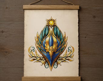 High Elf Crest Wall Scroll: Warcraft Inspired Fanart Parchment Print