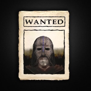 Póster de "Se busca Zorro Gris" - Pergamino del Gremio de Ladrones de Oblivion - Arte de fan de The Elder Scrolls, póster de Skyrim de ESO, impresión de arte conceptual vintage