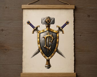 Lordaeron Crest Wall Scroll: Warcraft Alliance Inspired Fanart Parchment Print