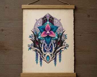Nightborne Crest Wall Scroll: Warcraft Horde Inspired Fanart Parchment Print