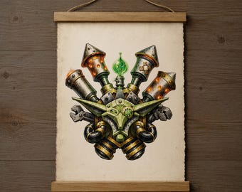 Goblin Crest Wall Scroll: Warcraft Horde Inspired Fanart Parchment Print