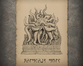 Daedric Wall Art, HERMAEUS MORA, TES Inspired Fanart Parchment Print