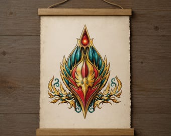 Blood Elf Crest Wall Scroll: Warcraft Horde Inspired Fanart Parchment Print