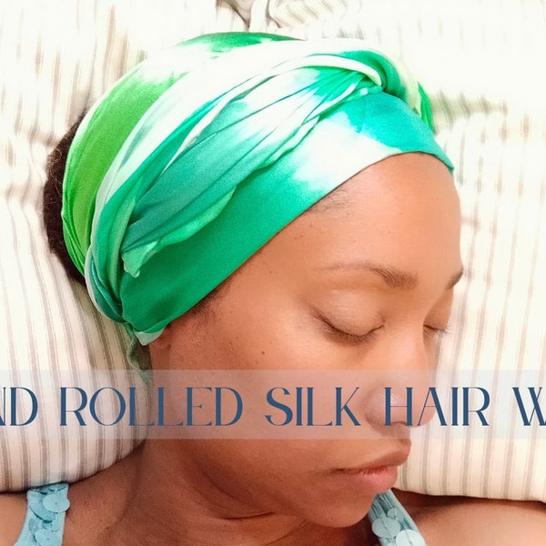 Silk Hair Wrap - Edge Control Wrap - Head Scarf - Silk Scarf- Natural Hair Products - Curly Hair - Headband - Frizzy Hair - Hand Rolled Hem