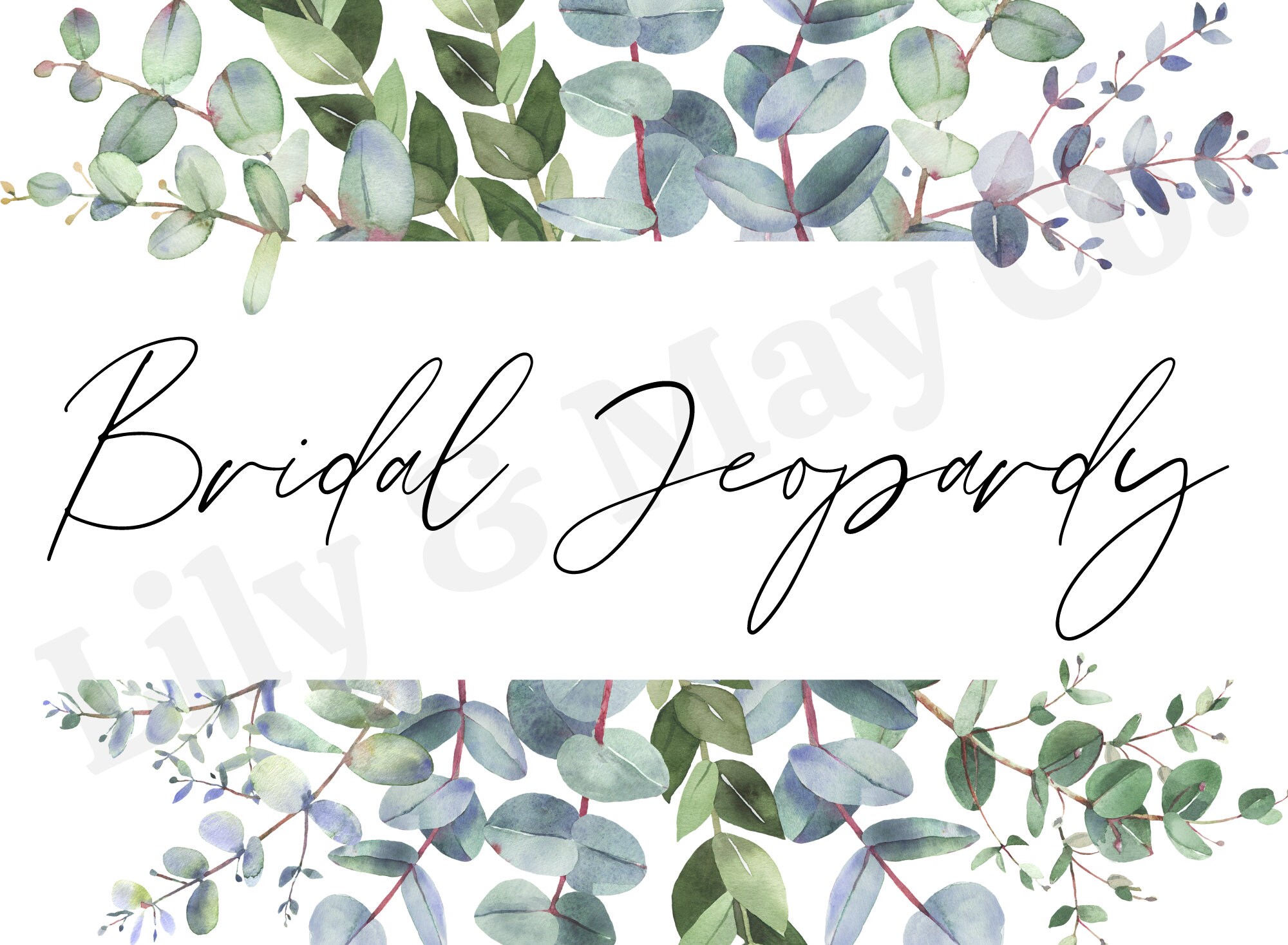 Greenery Bridal Jeopardy Canva Digital Download Etsy