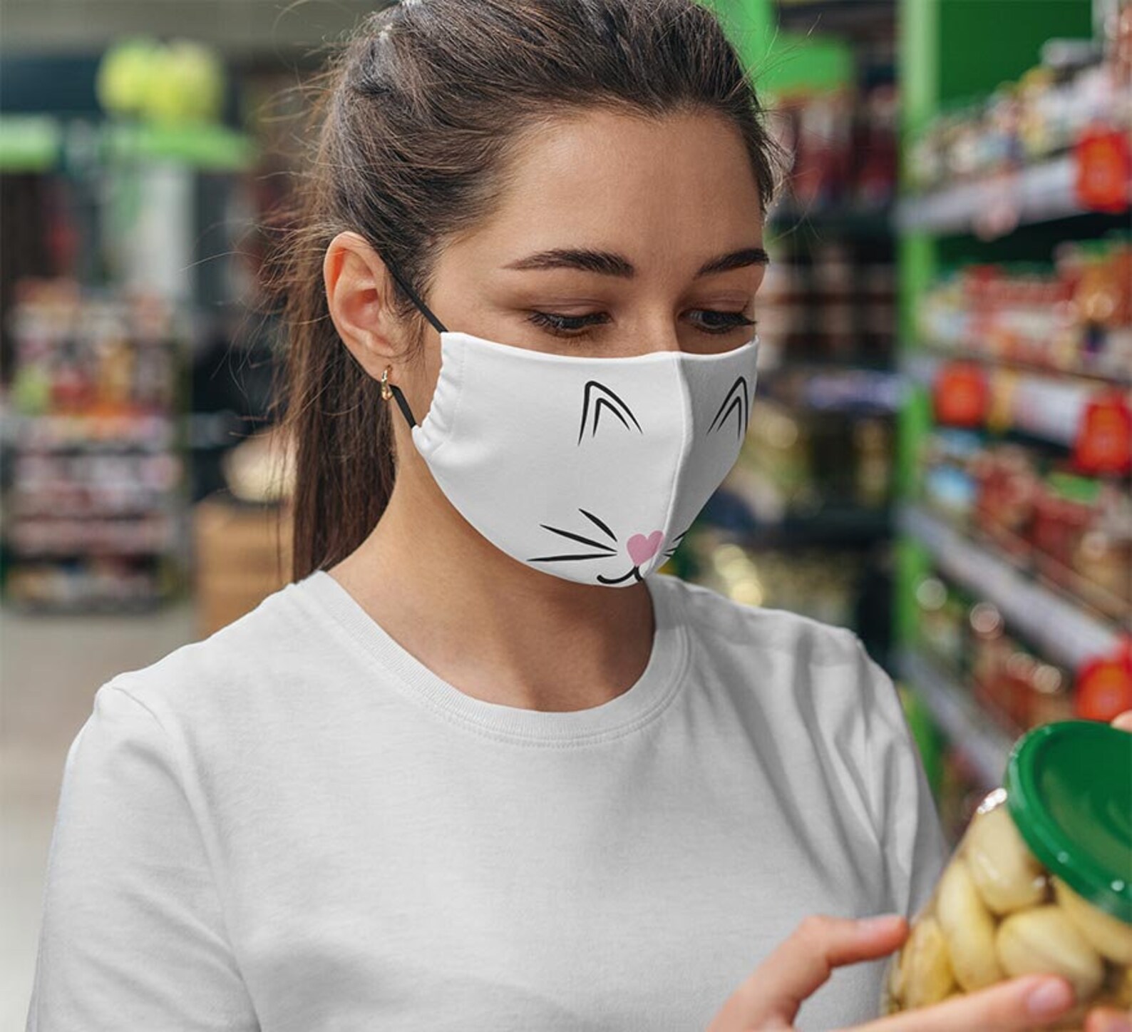 Kitten face mask Solid color washable reusable Cat face Etsy