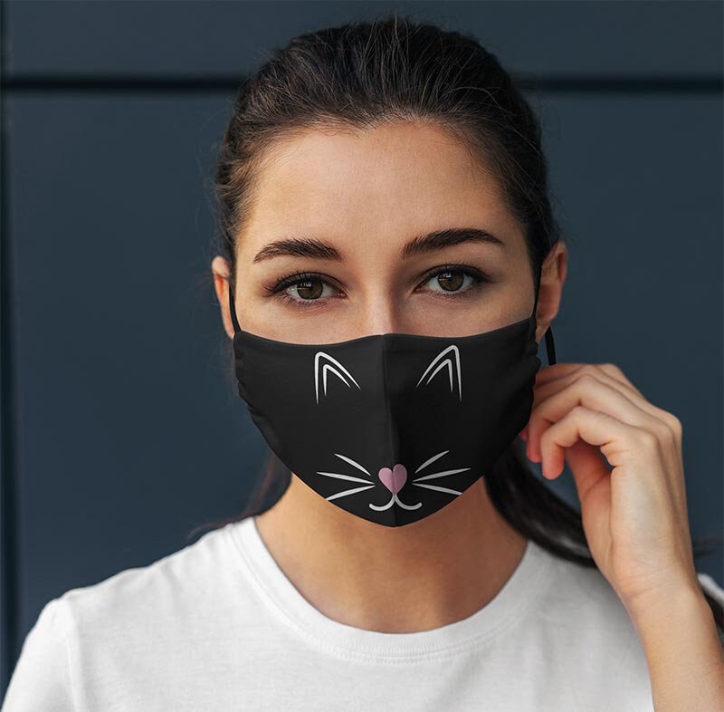 Kitten face mask Solid color washable reusable Cat face Etsy
