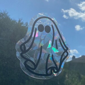 Ghost Sun Catcher Sticker| Halloween Window Decor | Rainbow Maker Window Sticker | Window Decal Cling