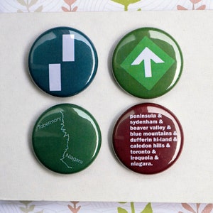 Bruce Trail Hiking Buttons Ontario Canada Hiking Trail Adventure Pin Outdoors Pinback Button Backpack Pins Gift for Hiker Set of 4 image 2