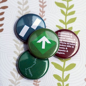 Bruce Trail Hiking Buttons Ontario Canada Hiking Trail Adventure Pin Outdoors Pinback Button Backpack Pins Gift for Hiker Set of 4 image 3