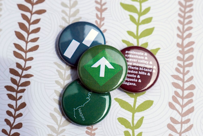 Bruce Trail Hiking Buttons Ontario Canada Hiking Trail Adventure Pin Outdoors Pinback Button Backpack Pins Gift for Hiker Set of 4 image 3