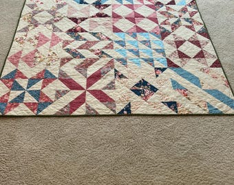 Floral Pastel  Handmade Quilt. 64"X80"