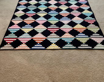 Solid Color Step Ladder Quilt Pattern. Handmade Quilt. 74" X 74"