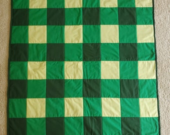 Gingham Pattern Crib Quilt Green Gingham, Yellow Gingham, and Blue Gingham