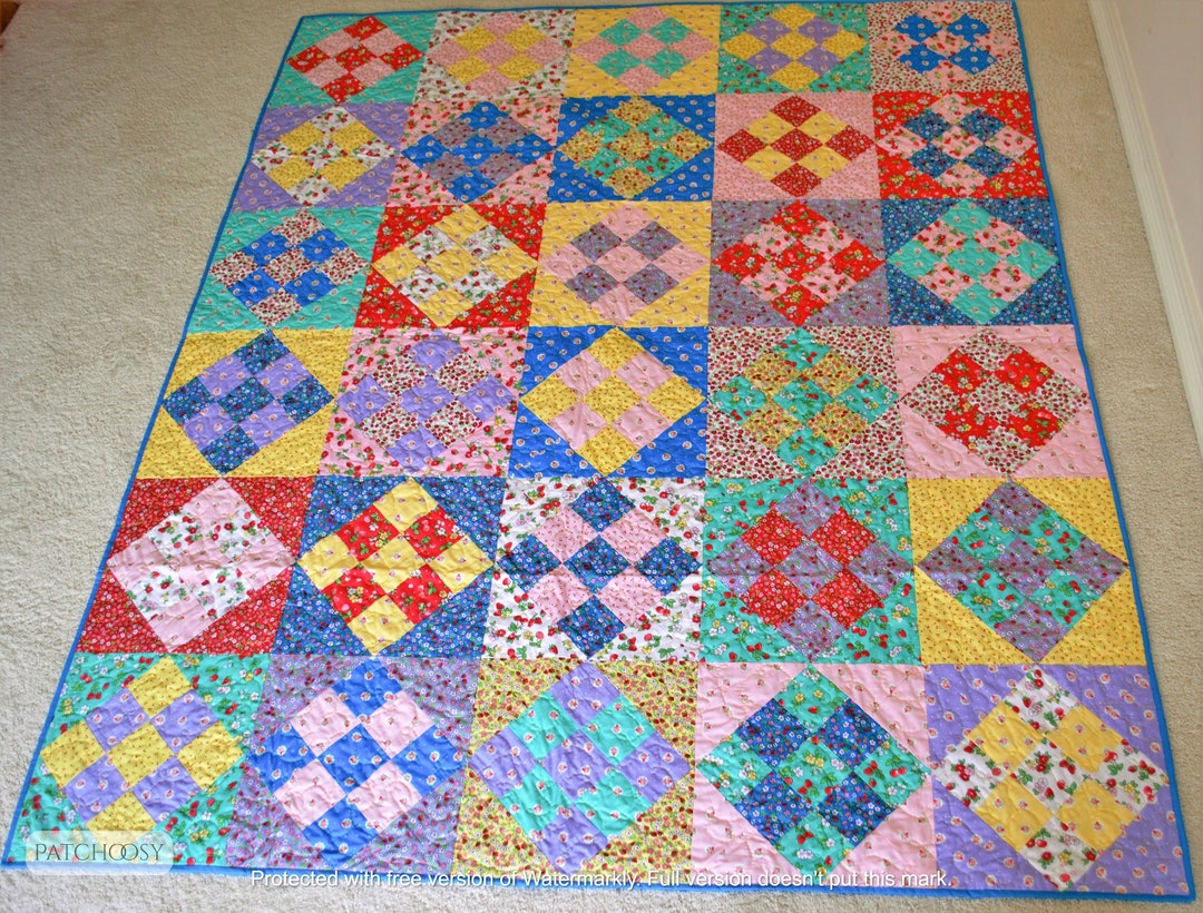 Handmade Twin or Full Size Quilt Patchwork Finished Quilt Etsy