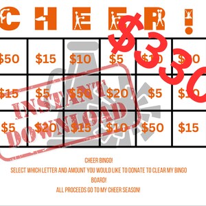 CHEER FUNDRAISER BINGO